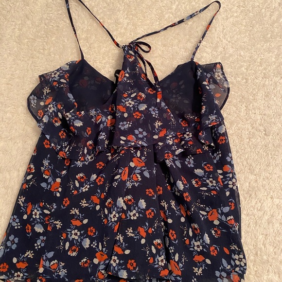 Blue Floral Racer back Tank with Ruffle - Picture 4 of 4